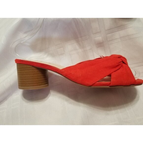 Lulus Faux Orange Suede Mules Slide Sandal Heels Stacked Heel Womens Size 7.5 M - Picture 3 of 8